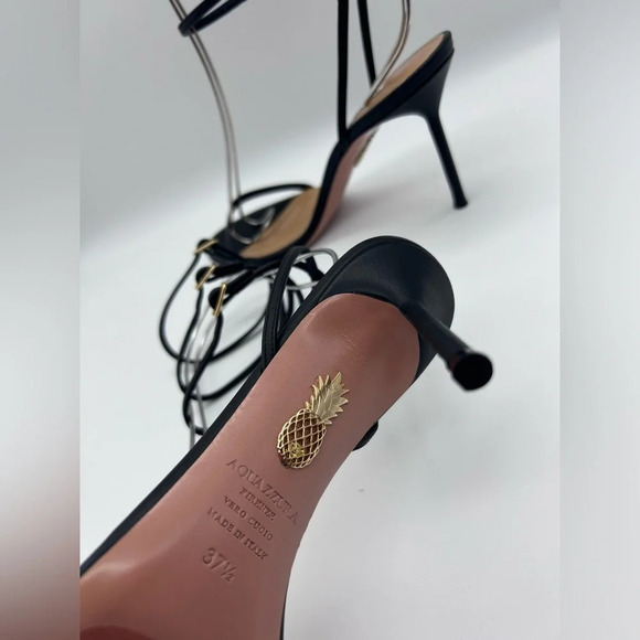 Aquazzura Essence Sandal 3 Buckle 85 black Leather , size 37.5 - Picture 6 of 10